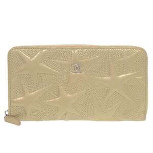 CHANEL Authentic Gold Leather Wallet